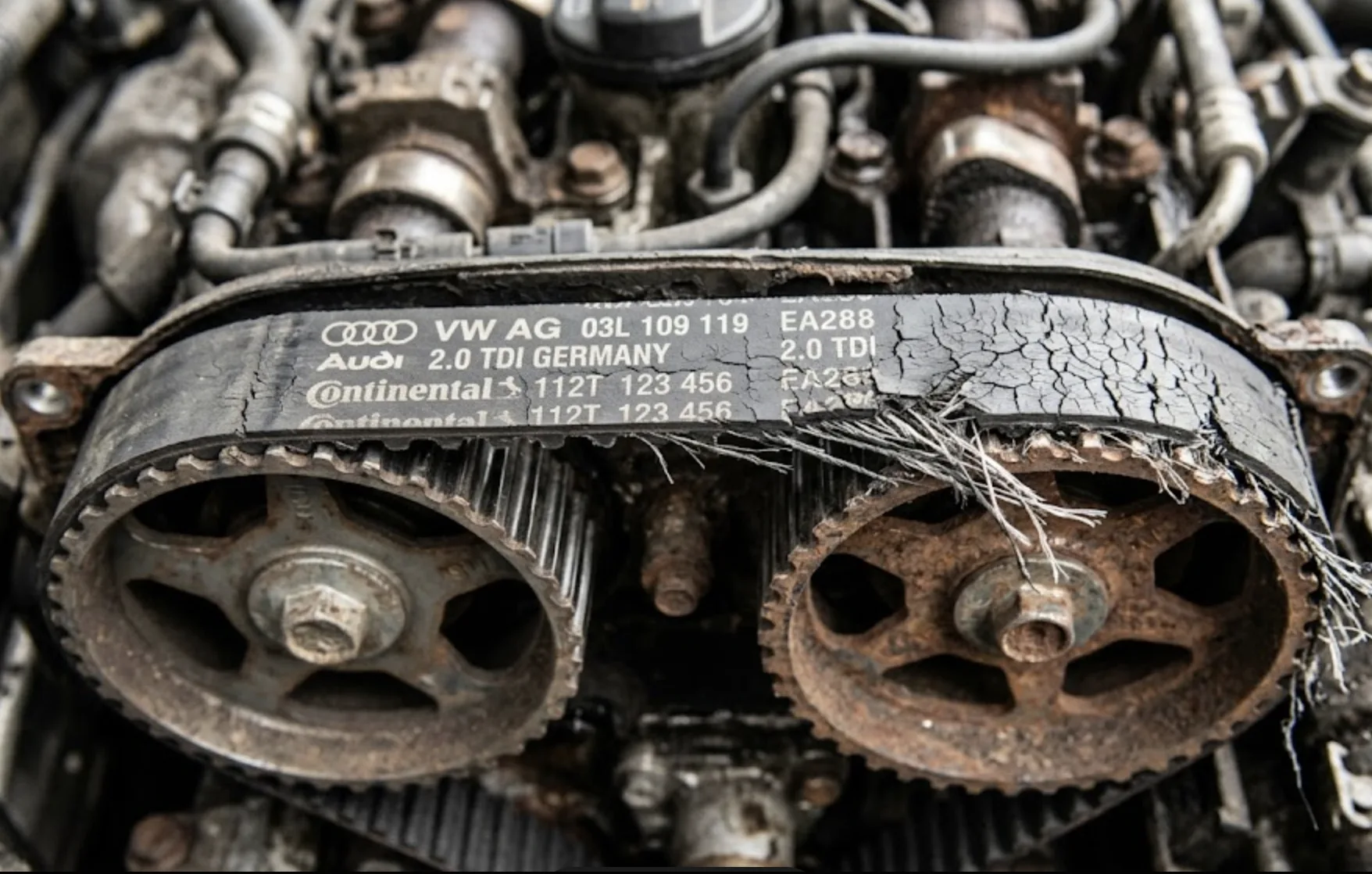 Courroie de distribution Audi craquelée et usée