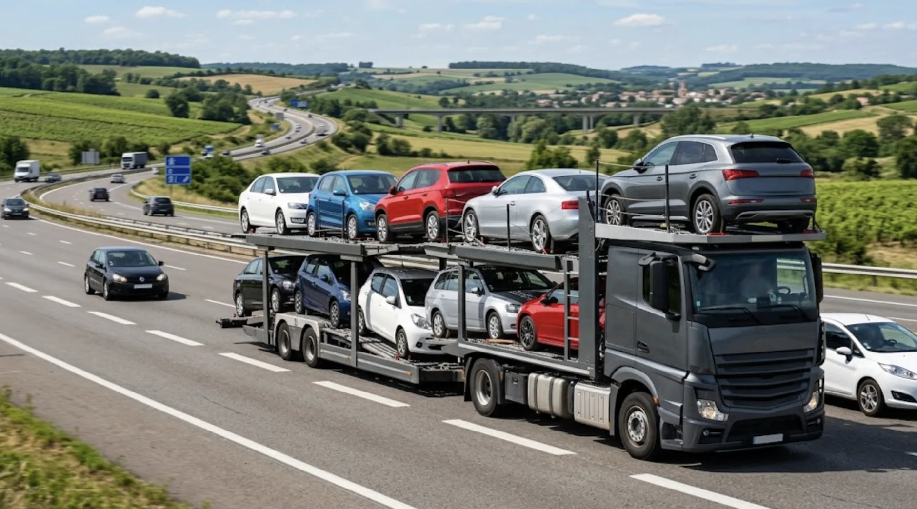 Camion porte-voitures sur autoroute — tarif transport de voiture par camion